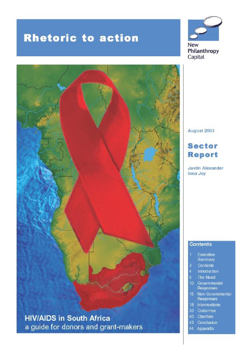 Rhetoric To Action: HIV/AIDS In South Africa, A Guide For Donors And ...